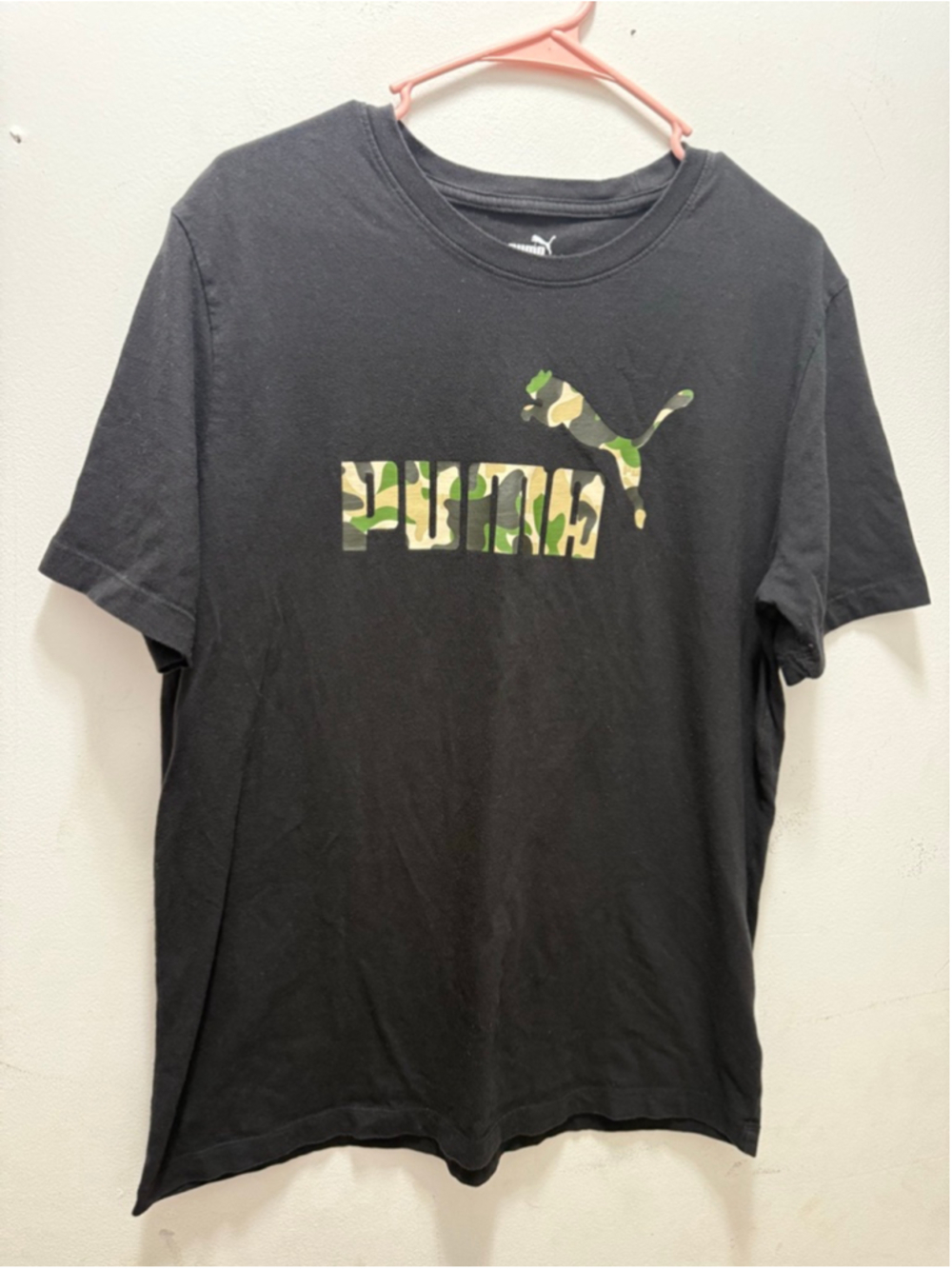 Men's PUMA Black Camo Logo Short Sleeve Tee L